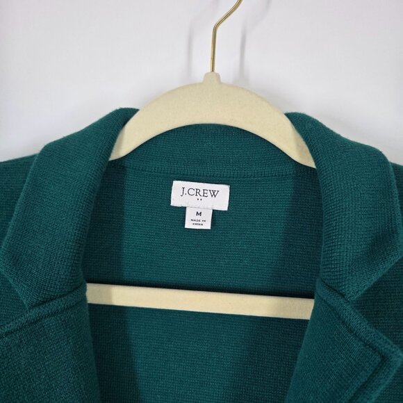 J. Crew Factory Green Knit Sweater Blazer Jacket Cotton Women's Size Medium - Picture 2 of 10